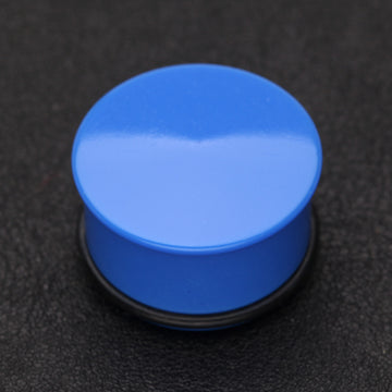 Detail View 1 of A Pair of Neon Colored UV Acrylic Single Flared Ear Gauge Plug-Blue